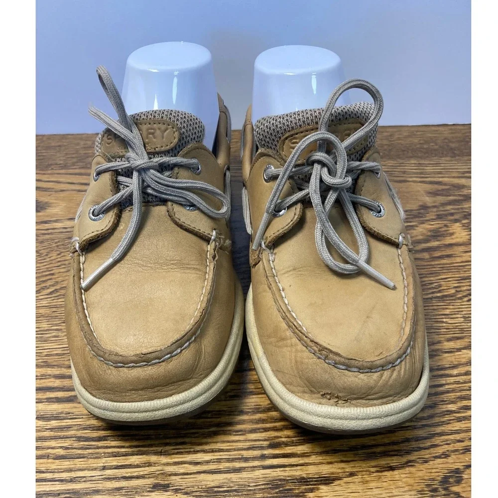 Sperry Top-Sider Womens 7M Tan Leather Mesh Boat Shoes Loafers 9774829